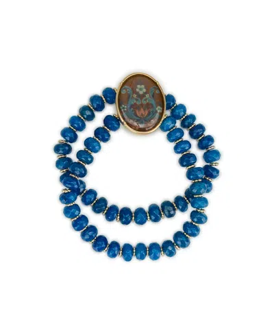 Patricia Nash Rosemailing Under Crystal Collection Stretch Bracelet In Gold,blue