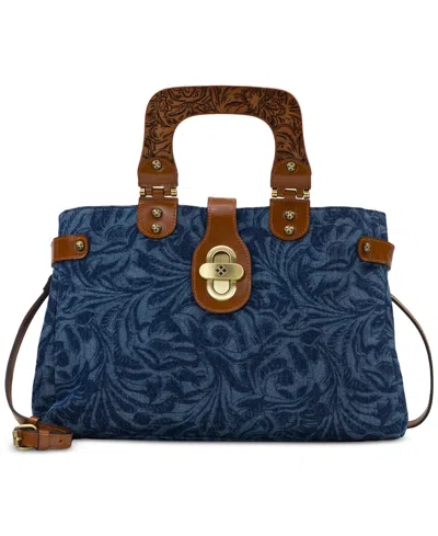 Patricia Nash Sancia Medium Denim Satchel In Blue