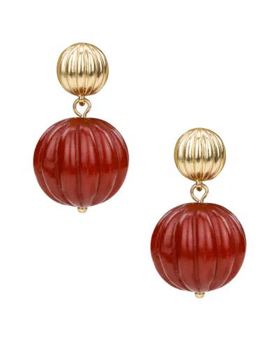 Patricia Nash Scalloped Bead Matte Gold-tone Drop Post Earrings
