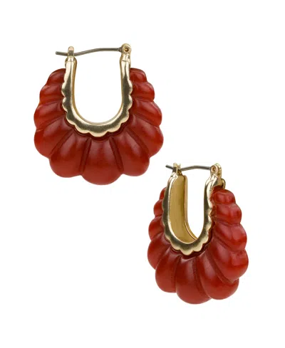 Patricia Nash Scalloped Bead Matte Gold-tone Hoop Earrings