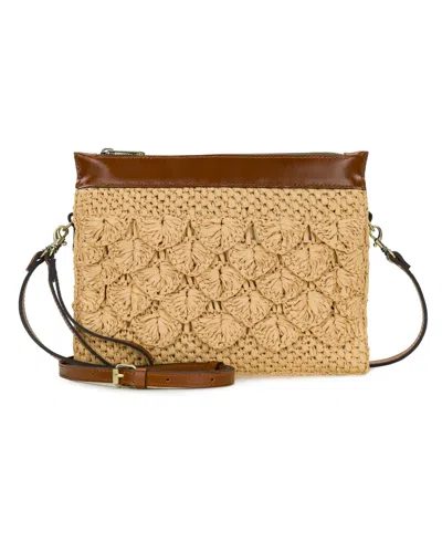 Patricia Nash Scalloped Raffia Small Yvette Clutch Crossbody Bag In Brown
