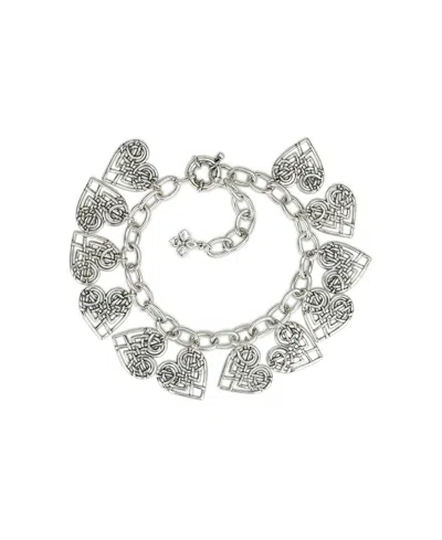 Patricia Nash Scandinavian Knot Collection Heart Charm Bracelet In Silver
