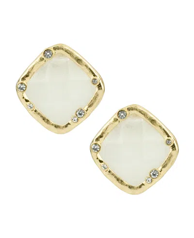 Patricia Nash Semi-precious Stone Button Post Earrings In Gold