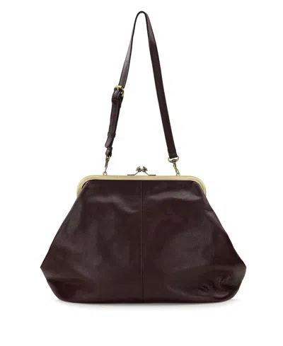 Patricia Nash Serafina Extra Large Leather Kisslock Bag In Plum