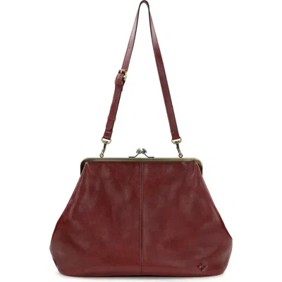 Patricia Nash Serafina Large Frame Leather Crossbody Bag In Maroon
