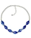 Patricia Nash Short Blue Ceramic Bead Necklace In Silver