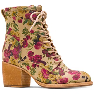 Patricia Nash Sicily Womens Floral Print Faux Suede Combat & Lace-up Boots In Multi