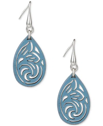 Patricia Nash Silver-tone Leather Lace Drop Earrings In Silver Ox