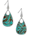 PATRICIA NASH SILVER-TONE PRINTED LEATHER DROP EARRINGS