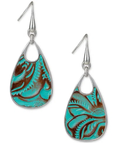 Patricia Nash Silver-tone Printed Leather Drop Earrings In Silver Ox