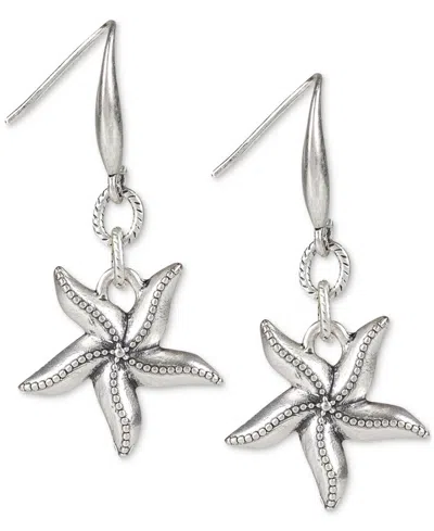 Patricia Nash Silver-tone Seashore Starfish Drop Earrings In Silver Ox