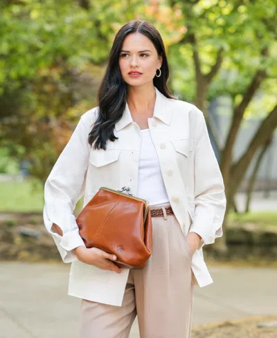 Patricia Nash Sofia Kisslock Leather Bag In Brown