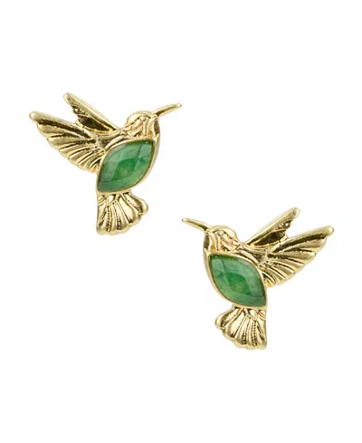 Patricia Nash Stone Hummingbird Post Stud Earrings In Gold
