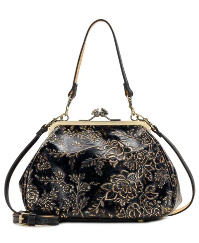 Patricia Nash Tabby Leather Kiss-lock Small Crossbody Handbag In Black
