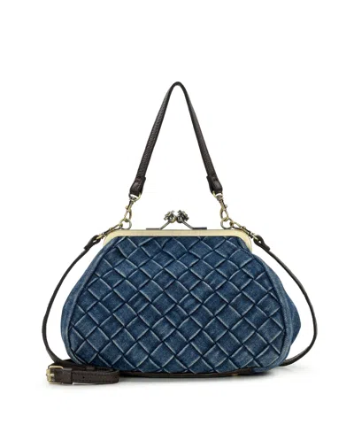 Patricia Nash Tabby Washed Woven Denim Frame Crossbody Bag In Blue