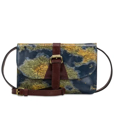 Patricia Nash Torri Small Leather Crossbody In Greek Map