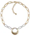 Patricia Nash Two-tone Double Circle Pendant Necklace, 18" + 3" Extender In Worn Gold
