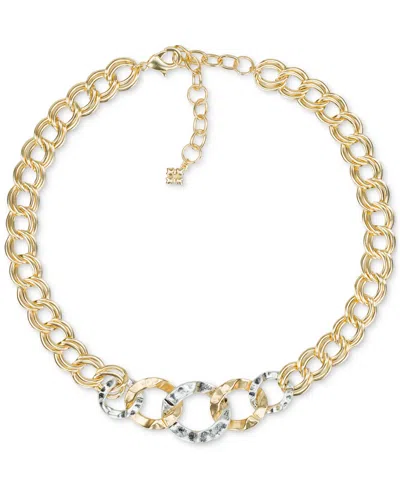 Patricia Nash Two-tone Hammered Link Necklace In Silver