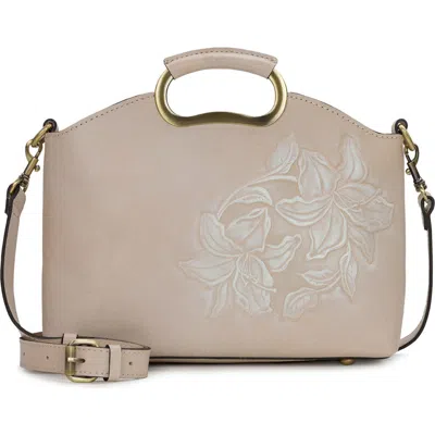 Patricia Nash Valletta Embossed Leather Satchel In White