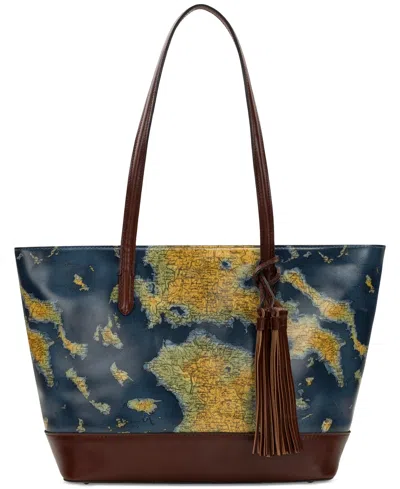 Patricia Nash Verzi Large Leather Tote In Greek Map