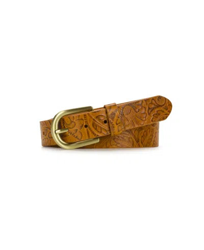 Patricia Nash Vietri Brazilian Supple Tooled Belt In Light Tan