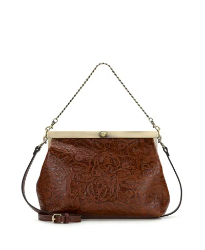 Patricia Nash Vilaine Brazilian Supple Tooled Leather Small Frame Handbag In Brown