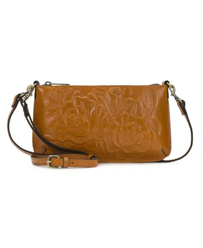 Patricia Nash Vintage Veg Tan Rose Tooled Small Laurina Crossbody Bag In Brown