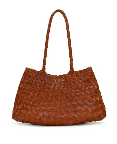 Patricia Nash Violaine Hand Stained Woven Large Satchel Handbag In Brown