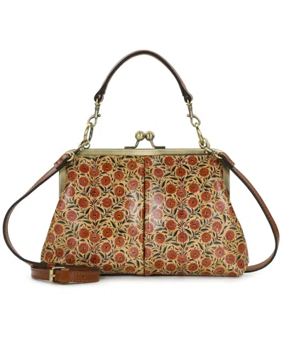 Patricia Nash Vione Leather Kisslock Frame Small Crossbody Bag In Scandi Antique Ochre