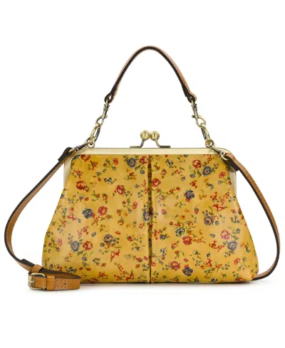 Patricia Nash Vione Small Leather Kisslock Frame Crossbody Bag In Fleur De Jardin