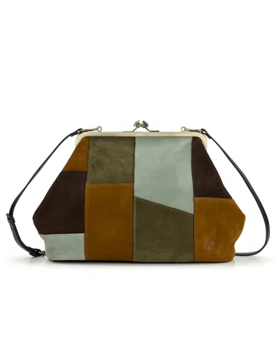 Patricia Nash Vivianne Suede Medium Patchwork Frame Crossbody Handbag In Suede Patchwork
