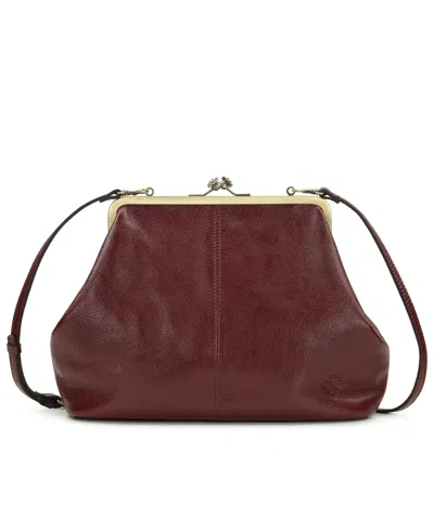 Patricia Nash Vivienne Kisslock Leather Crossbody Bag In Oxblood