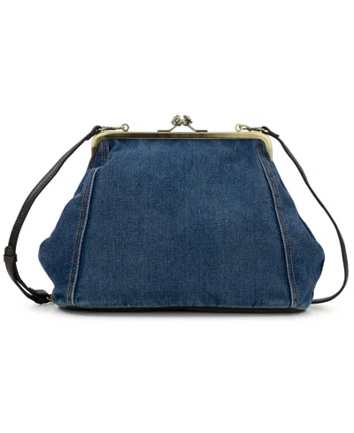 Patricia Nash Vivienne Medium Denim Frame Clutch Handbag In Blue