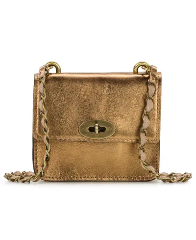 Patricia Nash Windsor Full Grain Leather Mini Chain Crossbody Handbag In Black