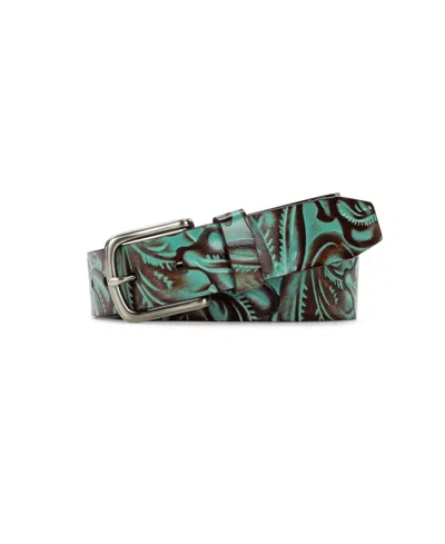 Patricia Nash Women's Pelosa Tooled Leather Belt In Turquoise