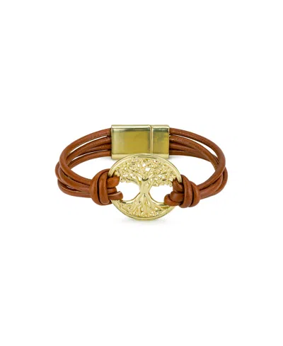 Patricia Nash Wrapped Leather Collection Magnetic Snap Bracelet In Gold