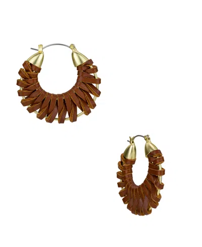 Patricia Nash Wrapped Leather Collection Woven Hoop Earrings In Gold