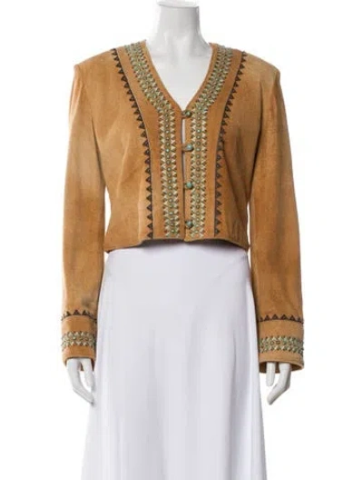 Pre-owned Patricia Wolf Vintage Striped Evening Jacket In Brown