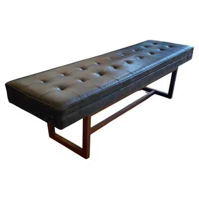 Pre-owned Patrician Furniture Co Patrician Furniture Mid Century Modern Black Tufted Bench In Wood Frame