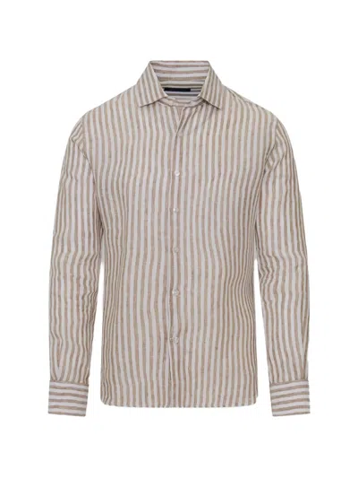 Patrick Assaraf Bengal Stripe-print Shirt In Neutral