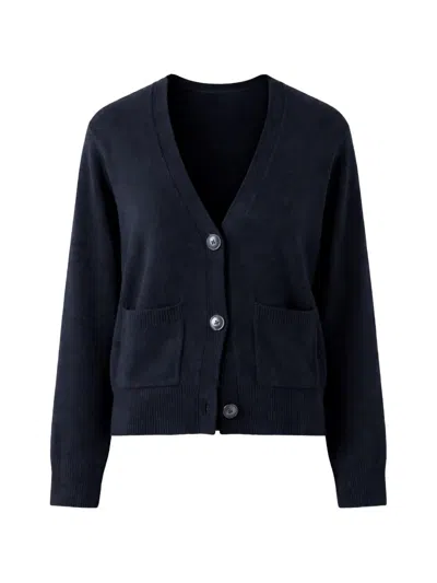 Patrick Assaraf Button Patch Pocket Cardigan In Blue