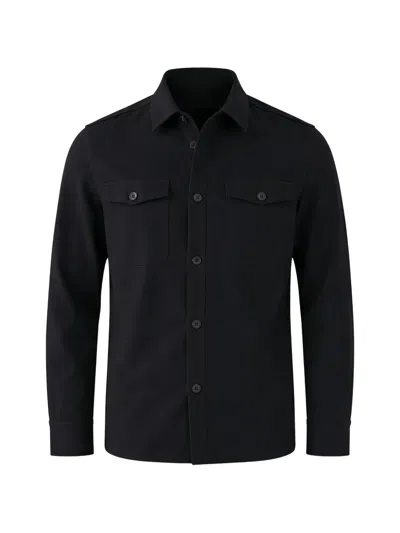 Patrick Assaraf Buttoned Flap Pocket Jacket In Black