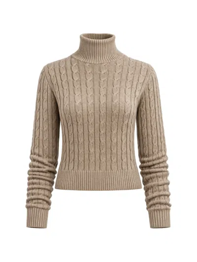 Patrick Assaraf Cable-knit Mock-neck Sweater In Brown