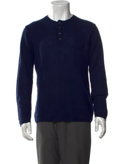 Pre-owned Patrick Assaraf Cashmere Crew Neck Pullover In Blue