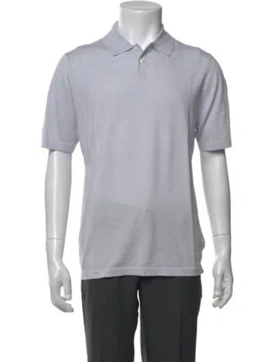Pre-owned Patrick Assaraf Collar Short Sleeve Polo Shirt In Blue