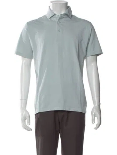 Pre-owned Patrick Assaraf Collar Short Sleeve Polo Shirt In Blue
