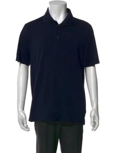 Pre-owned Patrick Assaraf Collar Short Sleeve Polo Shirt In Blue