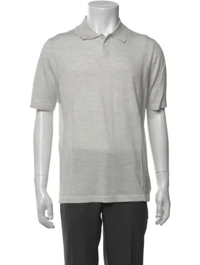 Pre-owned Patrick Assaraf Collar Short Sleeve Polo Shirt In Gray