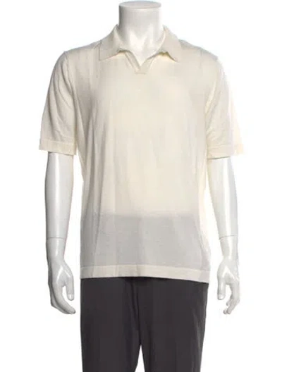 Pre-owned Patrick Assaraf Collar Short Sleeve Polo Shirt In Neutral