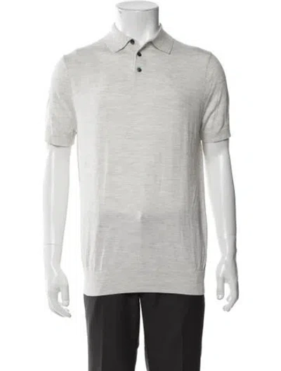 Pre-owned Patrick Assaraf Collar Short Sleeve Polo Shirt W/ Tags In Gray